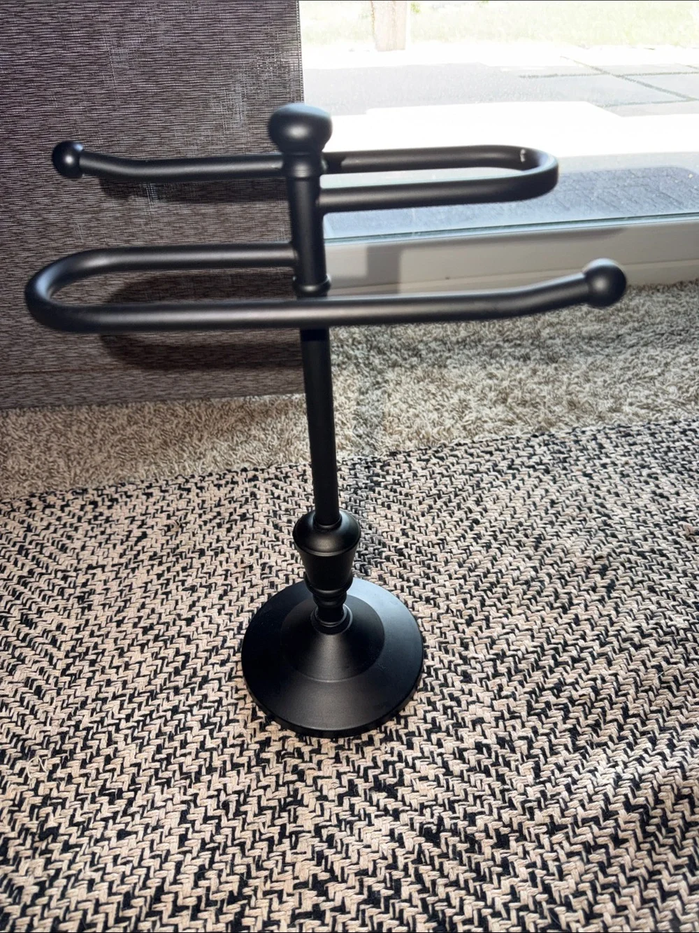 Black Metal Double Towel Stand - Larimore